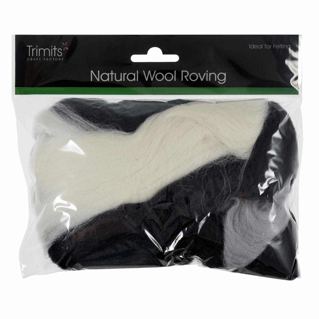 50g Trimits Natural Wool Roving (Assorted Melange)